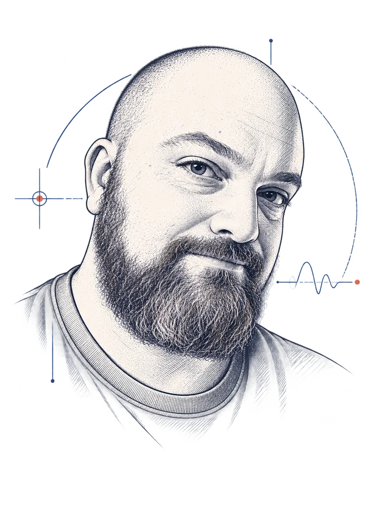 Pen-and-ink portrait of Mike